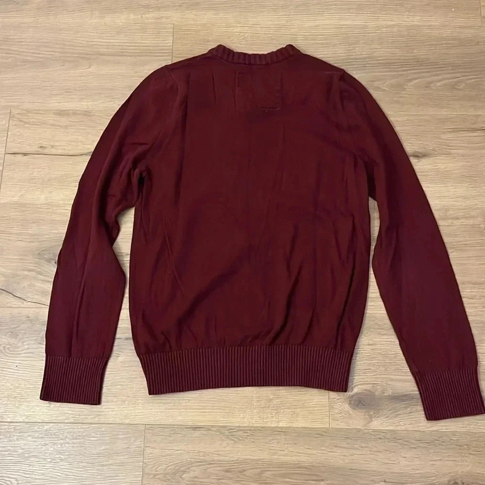 A & F | Y2K v-neck Muscle pullover sweater Mens size L moose logo fitted maroon - Picture 5 of 8